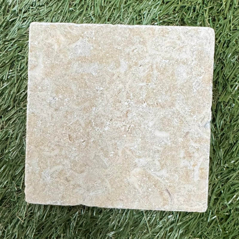 Dijon Beige Tumbled Limestone Cobbles 100x100mm