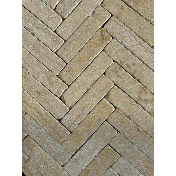 Dijon Beige Tumbled Limestone Setts 200x50x50mm