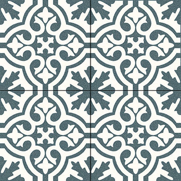 Fiore Soft Blue Patterned Decor Porcelain Tile - 450x450mm