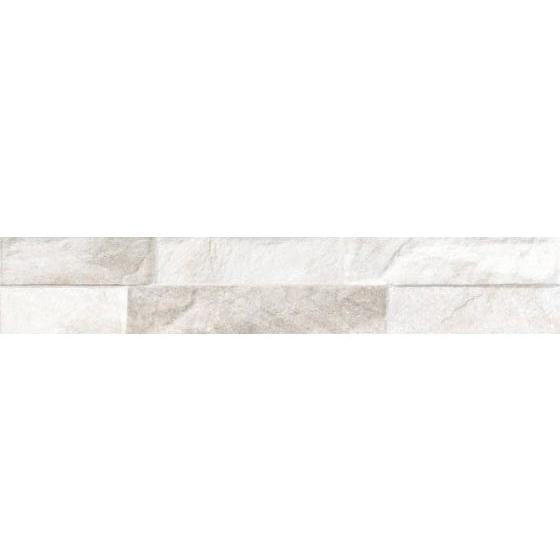 Orlando White Split Face Wall Cladding Tile 80x442 mm
