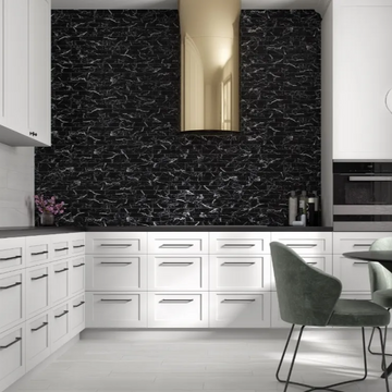 Orlando Marble Black Split Face Wall Cladding Tile 80x442 mm