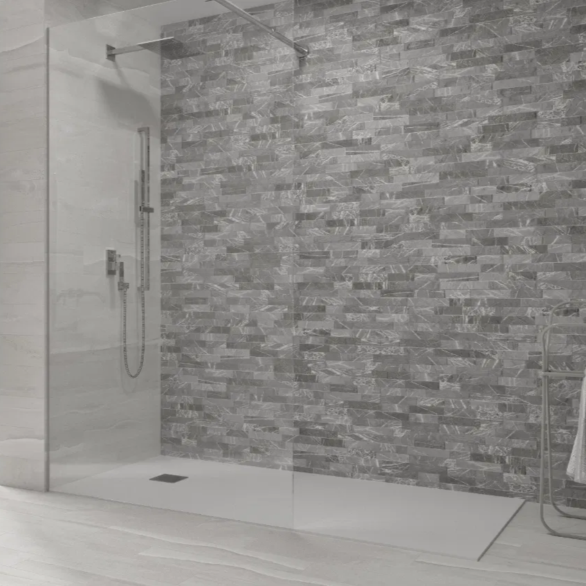 Orlando Marble Grey Split Face Wall Cladding Tile 80x442 mm