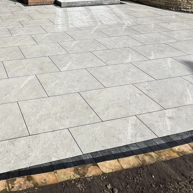 Pisa Grey Outdoor Porcelain Paving Slabs - 900x600x20 mm