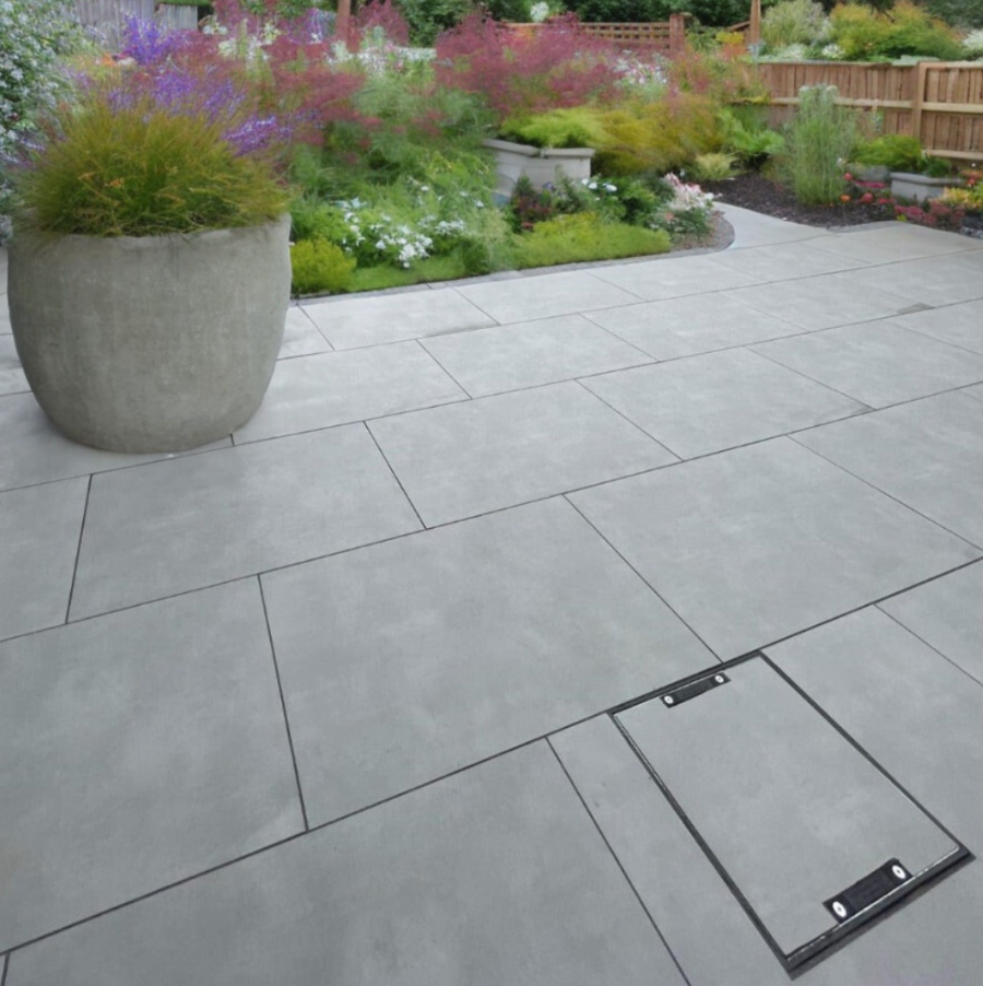River Grey Outdoor Porcelain Paving Slabs - 800x800x20 mm