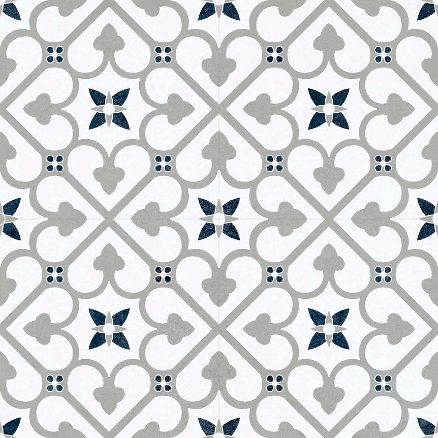 Rustic Grey Patterned Decor Porcelain Tile - 450x450mm