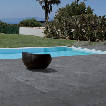 Saturnia Anthracite Outdoor Porcelain Paving Slabs - 800x800x20