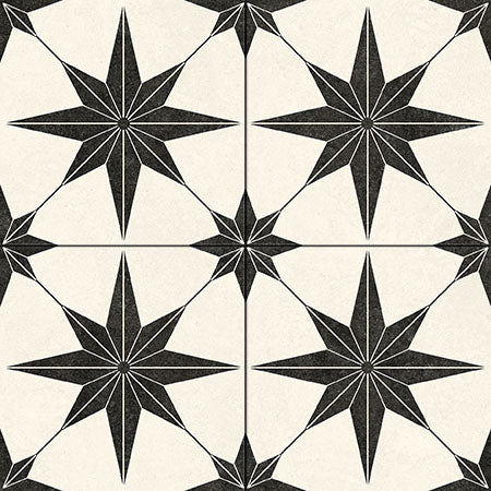 Star White Matt Patterned Decor Porcelain Tile - 450x450mm