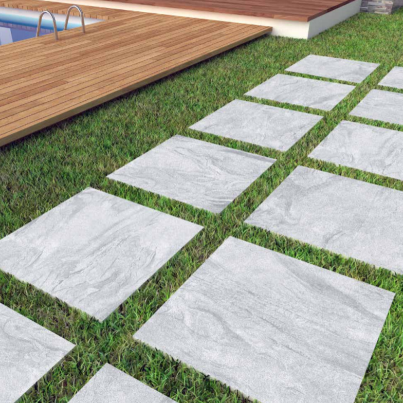 Art Grey Marble Effect Outdoor Porcelain Paving Slabs - 800x800x20 mm