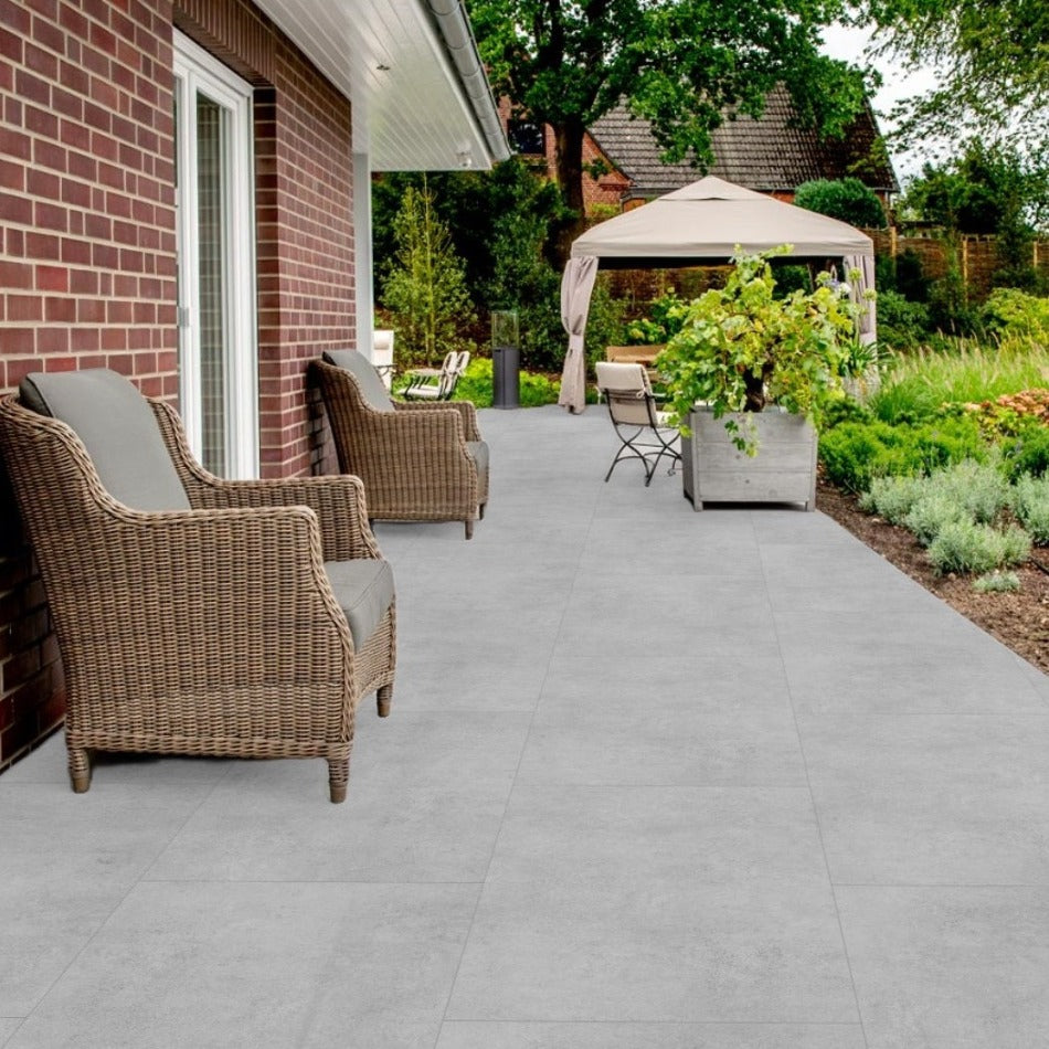 Cemento Grey Outdoor Porcelain Paving Slabs - 1200X600x20 mm