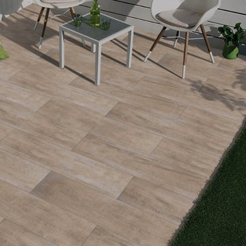 Florance Natural Wood Effect Outdoor Porcelain Paving Slabs - 1200x300x20 mm