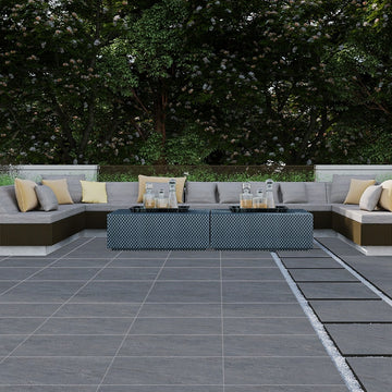 Fume Dark Grey Outdoor Porcelain Paving Slabs - 900x600x20 mm