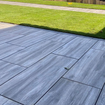 Samba Gris Wood Effect Outdoor Porcelain Paving Slabs - 900x450x20 mm
