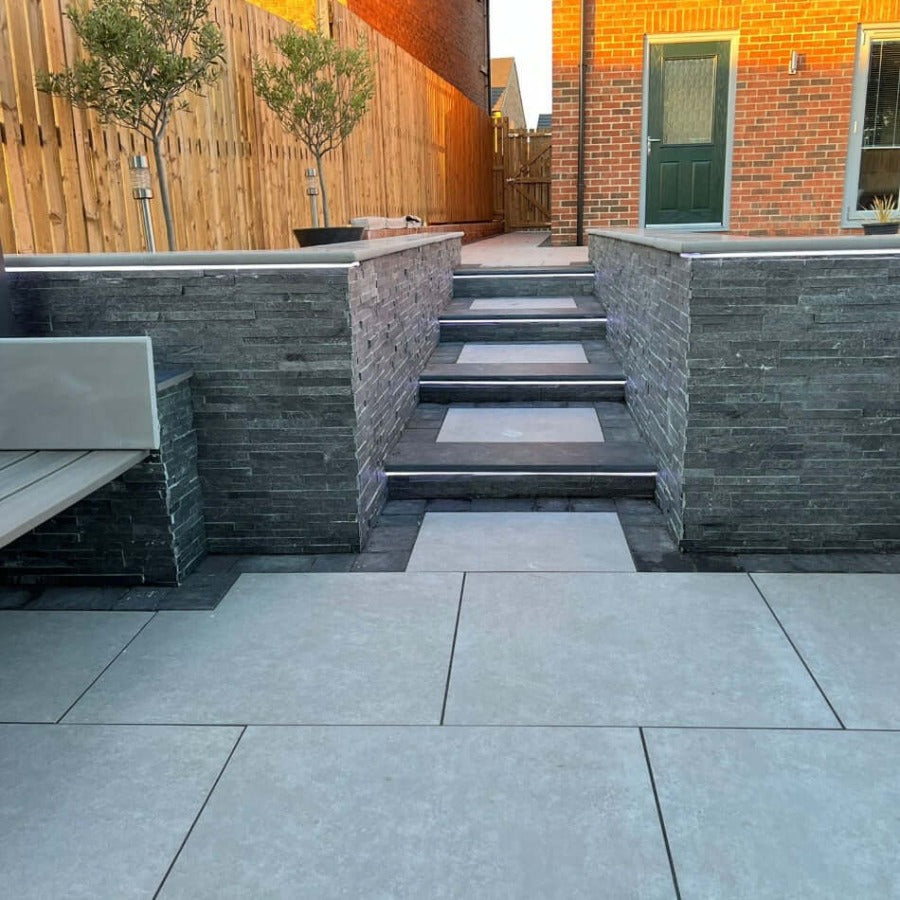 Ferro Light Grey Outdoor Porcelain Paving Slabs - 800x800x20 mm