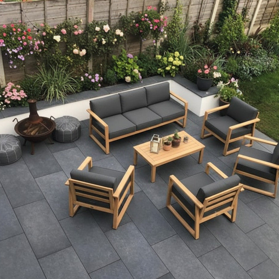 Adriatic Carbon Italian Outdoor Porcelain Paving Slabs - 900x450x20 mm