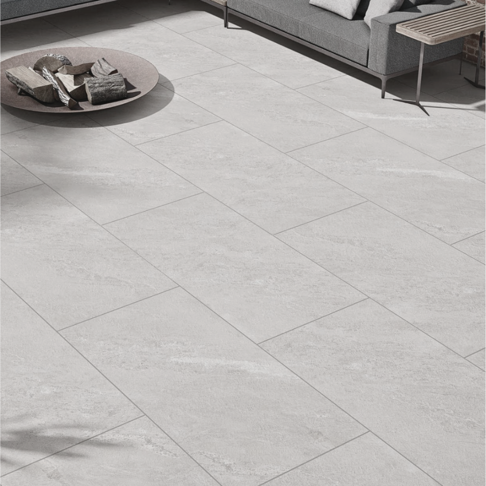 Agra White Outdoor Porcelain Paving Slabs - 1200X600x20 mm