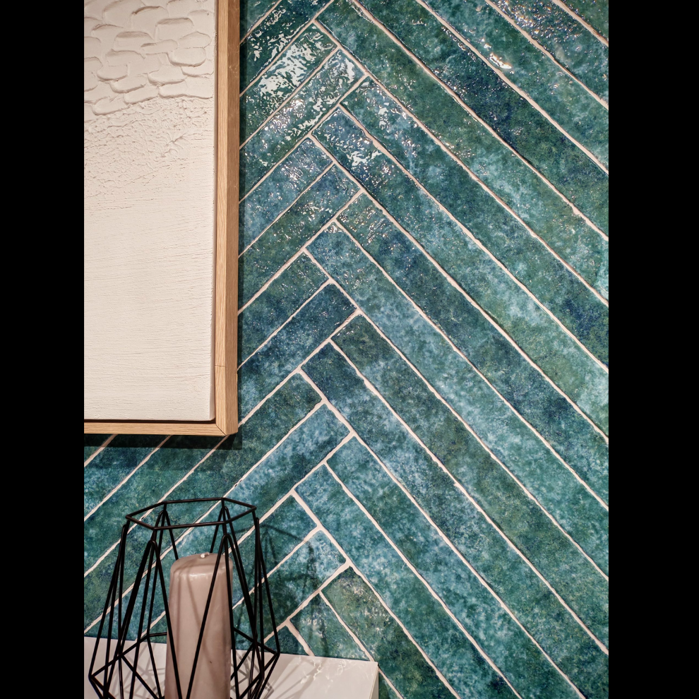 Aquamarine Brick Effect Feature Wall Tile- 500x50 mm