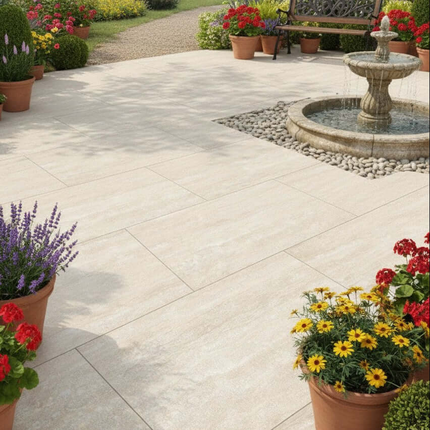 Aurelia Ivory Outdoor Porcelain Paving Slabs - 900x600x20 mm