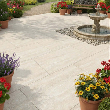 Aurelia Ivory Outdoor Porcelain Paving Slabs - 900x600x20 mm