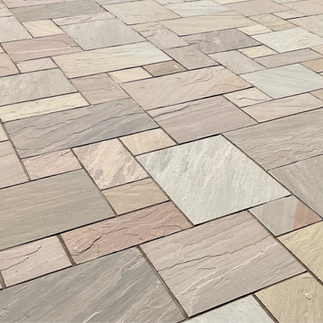 Autumn Brown Sandstone Paving Slabs Mix Size- Patio Project Pack ( 19 m2 )