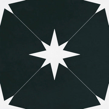 Barcelona Black Patterned Decor Porcelain Tile - 223x223mm