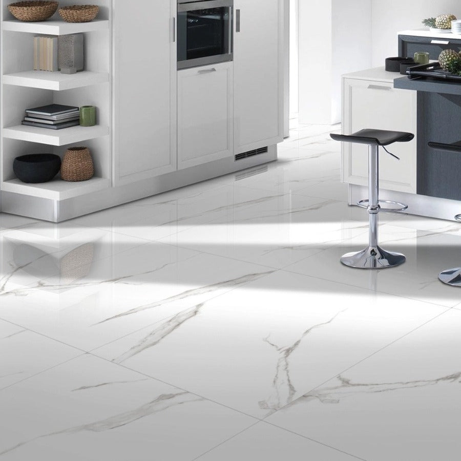 Bianca Statuario Polished Wall&Floor Porcelain Tile-600x600mm