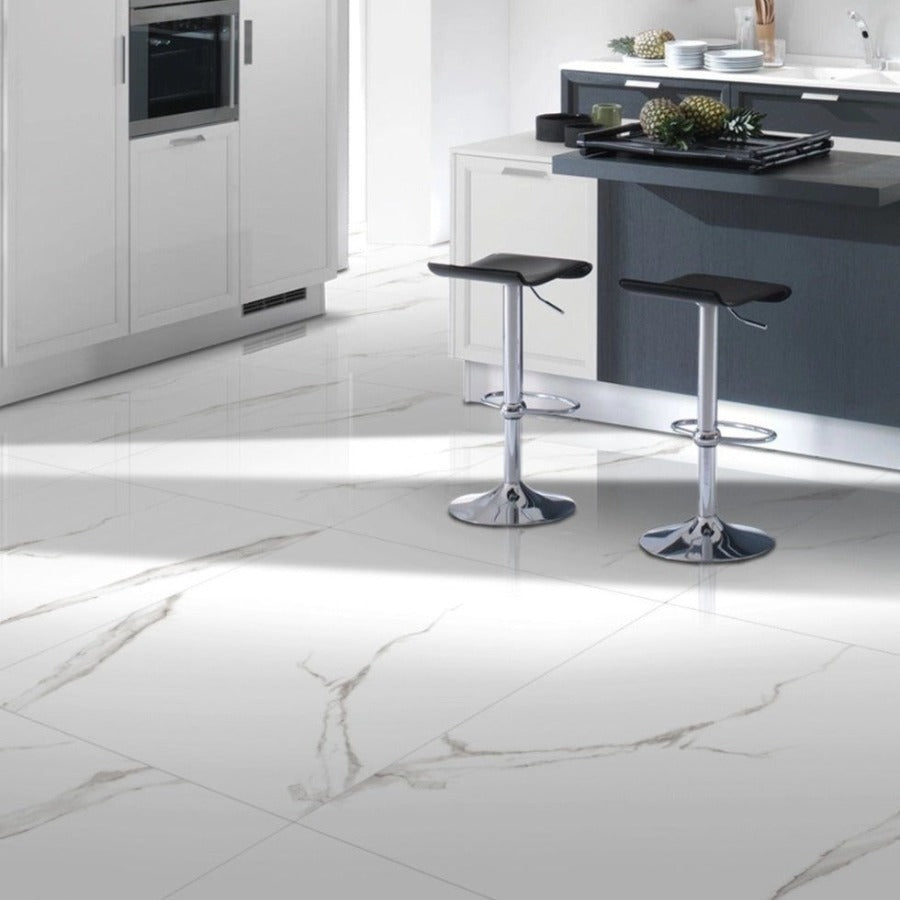 Bianca Statuario Polished Wall&Floor Porcelain Tile-600x300mm