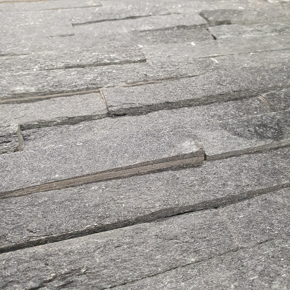 Black Quartz Natural Stone Split Face Wall Cladding 100x360 mm