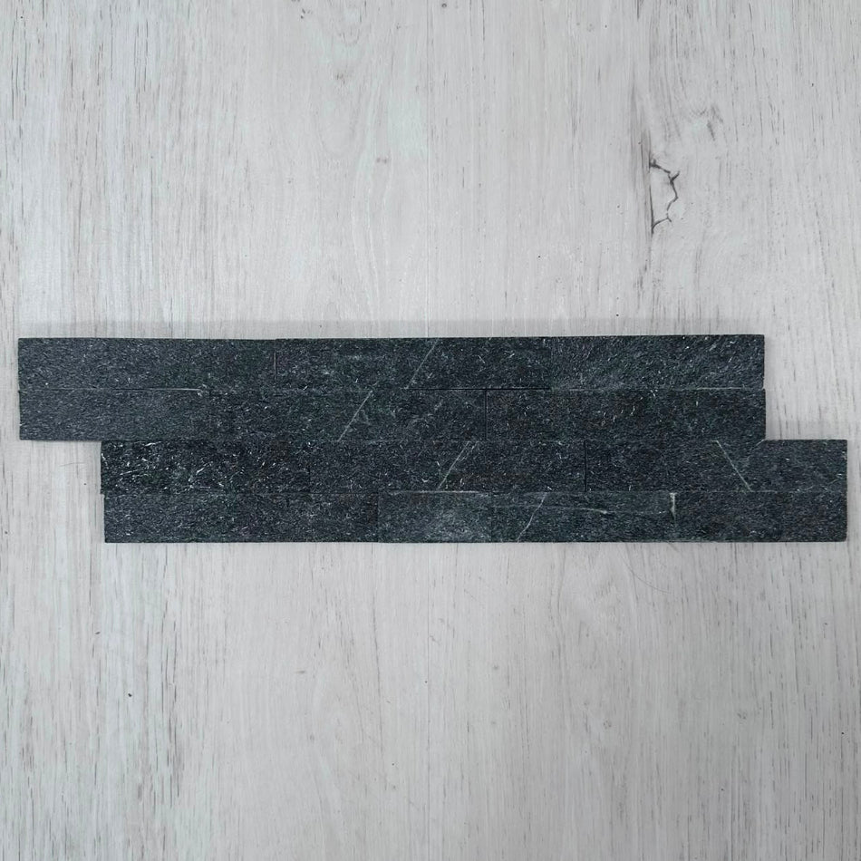 Black Quartz Natural Stone Split Face Wall Cladding 100x360 mm