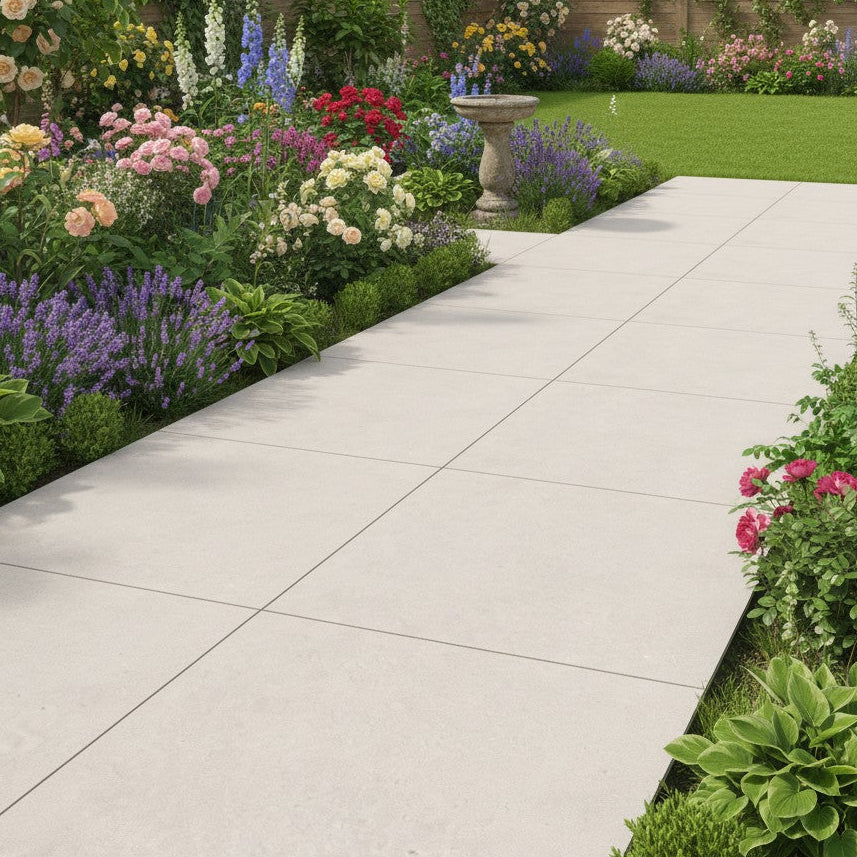 Brava Bone Outdoor Porcelain Paving Slabs - 800x800x20mm
