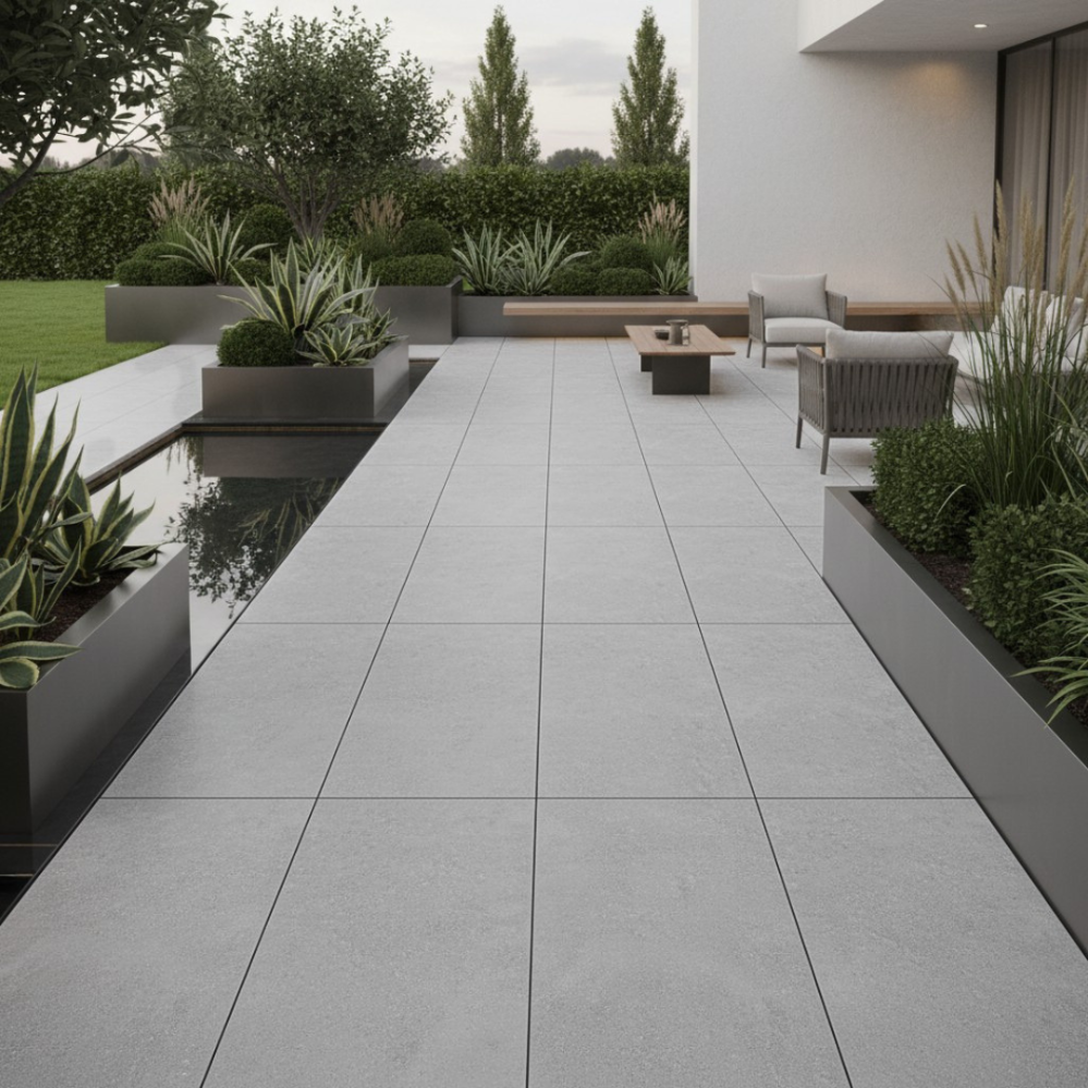 Brava Grey Outdoor Porcelain Paving Slabs - 1200x600x20 mm