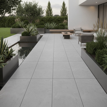 Brava Grey Outdoor Porcelain Paving Slabs - 1200x600x20 mm