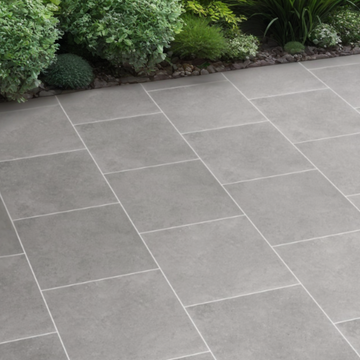 Brava Grey Outdoor Porcelain Paving Slabs - 800x800x20mm