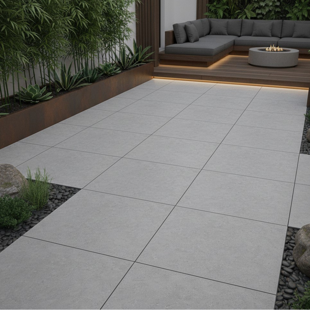 Brava Grey Outdoor Porcelain Paving Slabs - 800x800x20mm
