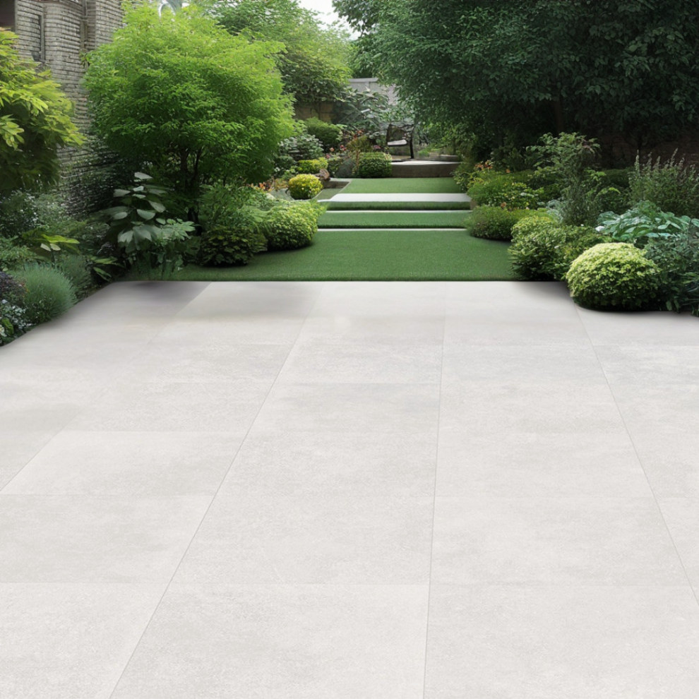 Brava Off White Outdoor Porcelain Paving Slabs - 800x800x20mm