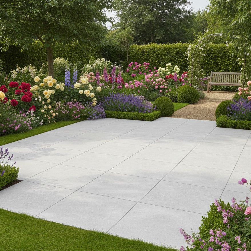 Brava Off White Outdoor Porcelain Paving Slabs - 800x800x20mm