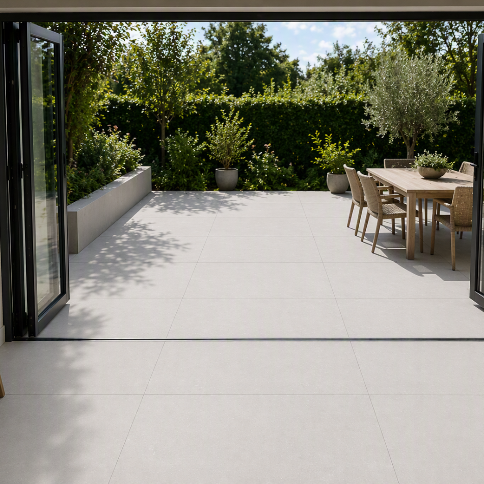 Brava Off White Outdoor Porcelain Paving Slabs - 800x800x20mm