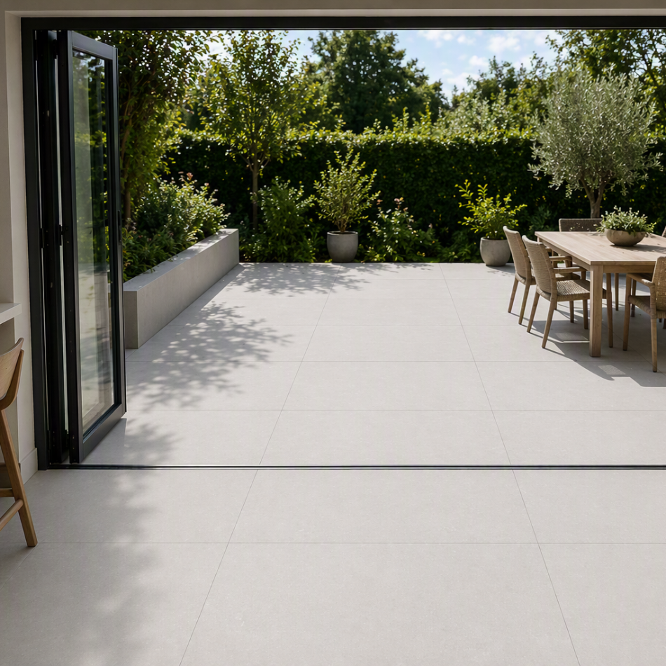 Brava Off White Outdoor Porcelain Paving Slabs - 800x800x20mm