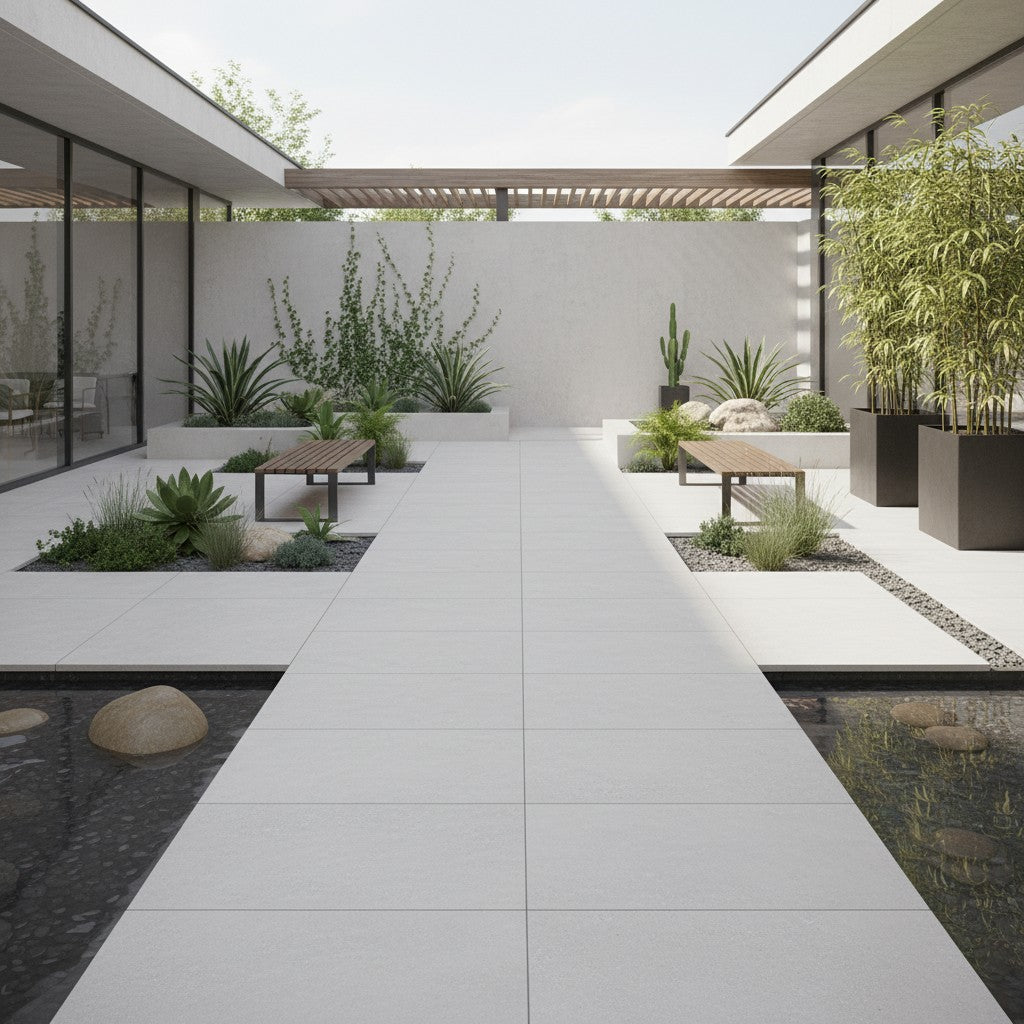 Brava Off White Outdoor Porcelain Paving Slabs - 900x600x20 mm