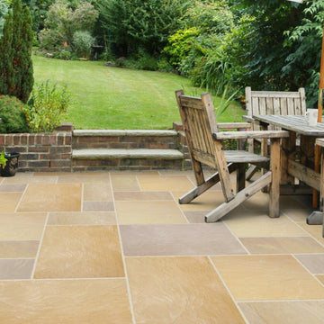 Buff Sandstone Paving Slabs Mix Size- Patio Project Pack ( 19 m2 )