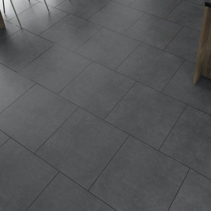 Cemento Black Matt Indoor Wall&Floor Porcelain Tile - 600x600mm