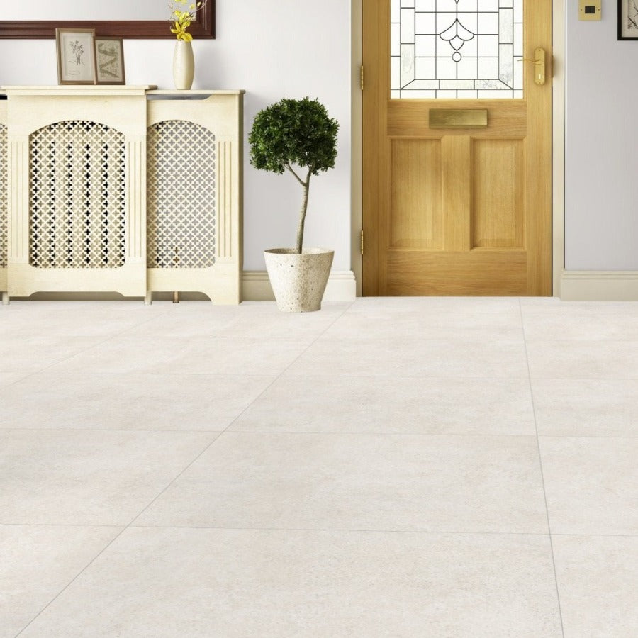 Cemento Ivory Matt Indoor Wall&Floor Porcelain Tile - 600x600mm