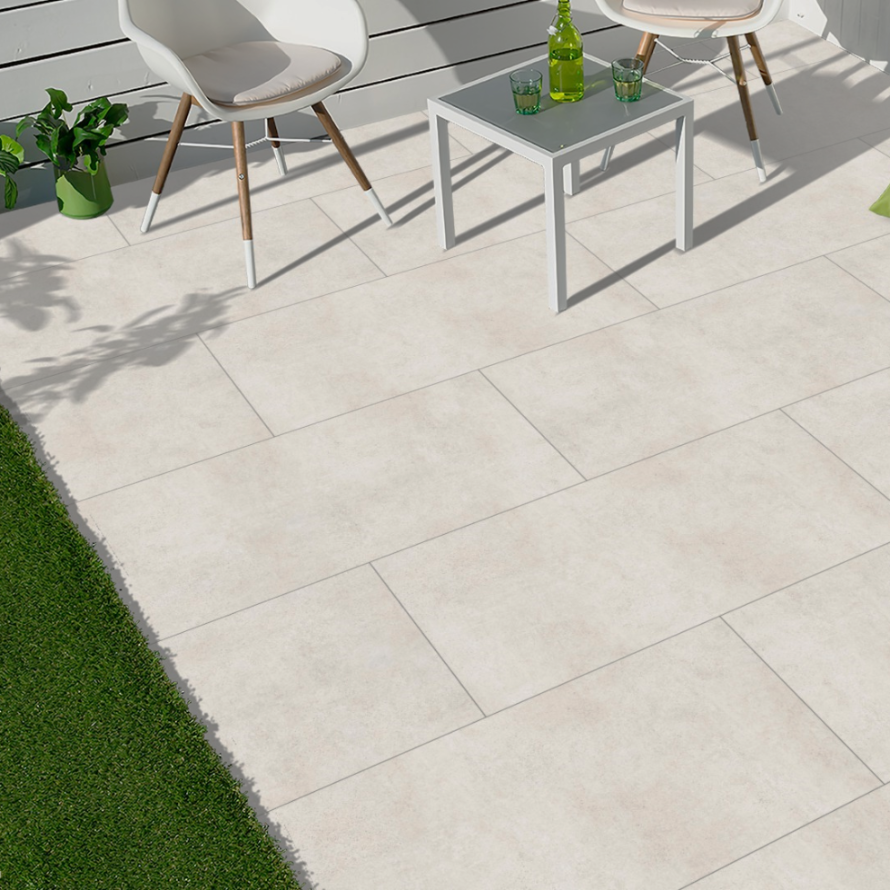 900x450x20 mm Ivory Outdoor Porcelain Paving Slabs