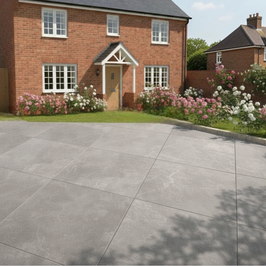 Cintra Dark Grey Outdoor Porcelain Paving Slabs - 900x900x20mm