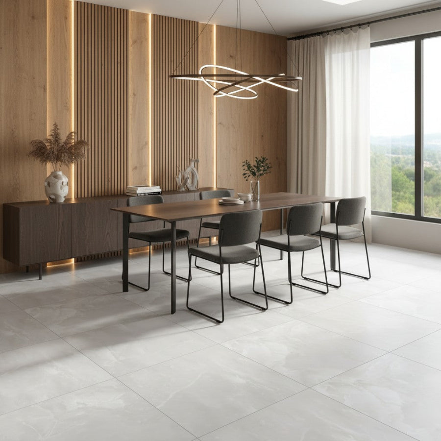 Elegance Onyx Bianco Matt Wall&Floor Porcelain Tile - 600x600mm