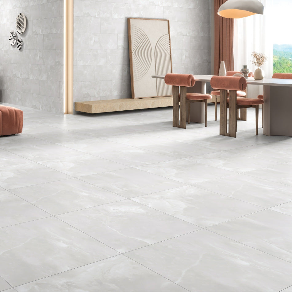 Elegance Onyx Bianco Polished Wall&Floor Porcelain Tile - 600x600mm