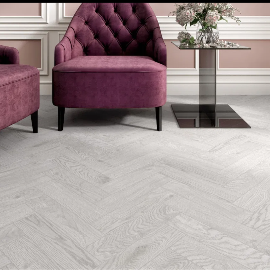 Elegante White Wood Effect Porcelain Floor Tile-330x80mm