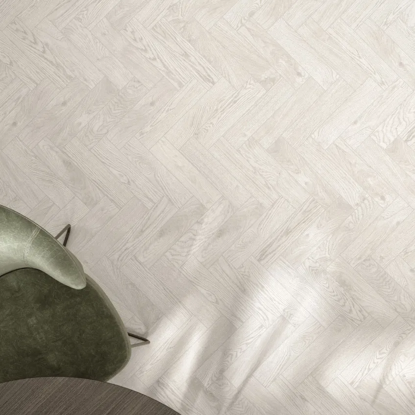 Elegante White Wood Effect Porcelain Floor Tile-330x80mm