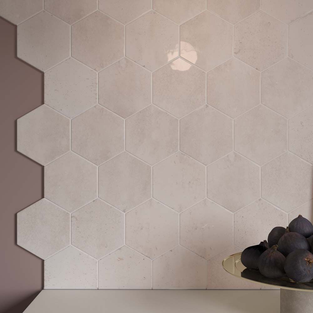 Esperanza Pink Hexagon Gloss Wall Tile- 150x173mm