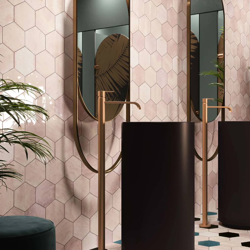 Esperanza Pink Hexagon Gloss Wall Tile- 150x173mm