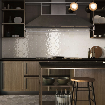 Esperanza White Hexagon Gloss Wall Tile- 150x173mm